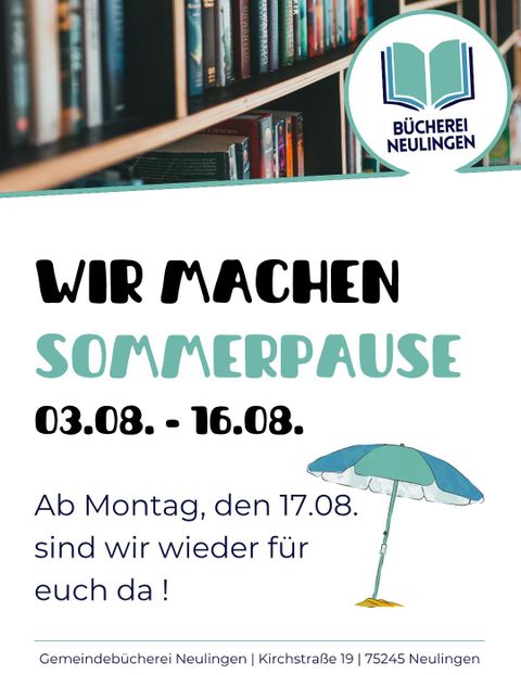 Sommerpause der Bücherei